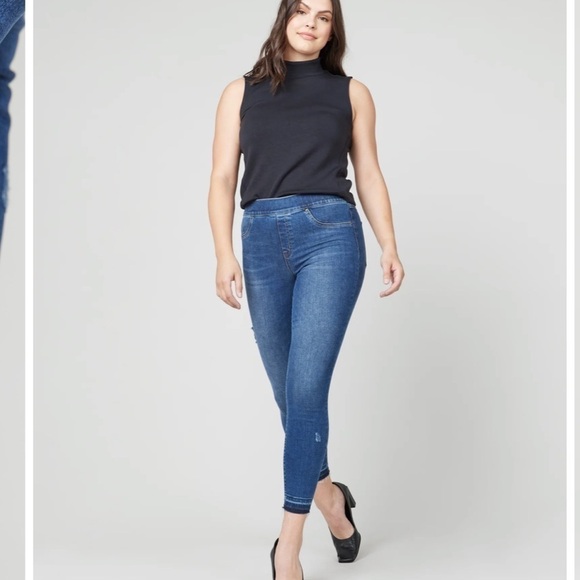 Spanx Distressed Ankle Skinny Jeans, Medium Wash Size Small - Picture 1 of 12